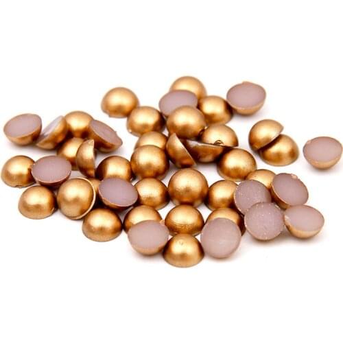 1000pcs/500pcs Matte Gold Half Resin Pearls 2mm-5mm Round Flatback Glue On Beauty Beads For Craft Scrapbook DIY Decoration