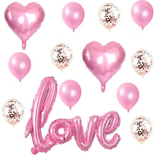 13pc Siamese Love Light Plate Heart Shape Foil Balloon Red Confetti Ballon Valentines Day Gift Wedding Anniversary Decoration