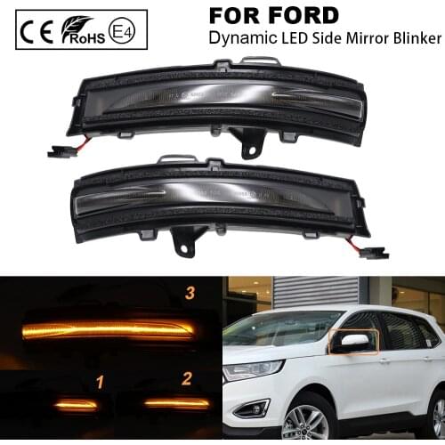2Pcs For Ford Edge 2015-2018 Car Dynamic LED Side Mirror Blinker Sequential Indicator mirror Lamp Turn Signal Lamp Smoked