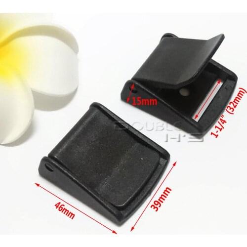 20pcs/lot 1-1/4" Cam Buckles Plastic Black Toggle Clip Backpack Straps Webbing 32mm