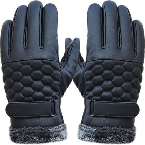 2020 New Men Leather Gloves Windproof Thermal Warm Touchscreen Glove Winter Warm Mittens Plus Velvet Thickening Gloves