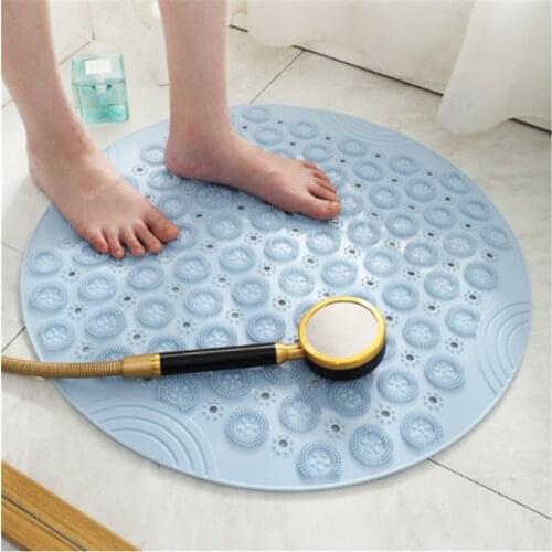 55cm Non-Slip Round Bath Mat Shower Bath Mat Pvc Plastic Massage Pad Home Bathroom Carpet Floor Drain Suction Cup Bath Mat Soft