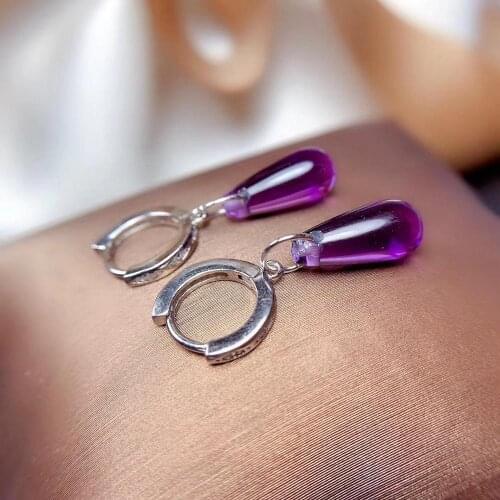 Amethyst Earring Natural And Real 925 Sterling Silver Amethyst Earring Female Wedding Jewelry