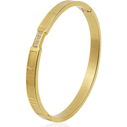 Fashion Stainless Steel Love Jewelry Letter Roman Numerals Inlaid Crystal Bracelet For Woman Bracelet Party Gift Wholesale