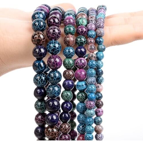 Natural Stone Beads Multicolor Oxidized Agate Round Loose Spacer Beads for Jewelry Making Bracelet Necklace Accessories 6/8/10MM