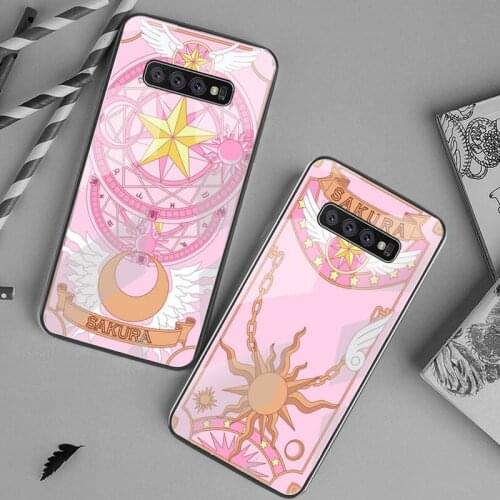 Cardcaptor Sakura Magic wand Moon Phone Case Tempered Glass For Samsung S20 Plus S7 S8 S9 S10 Plus Note 8 9 10 Plus