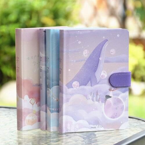 Colour Page Diary Whale Hand-painted Wind Illustration Magnetic Buckle Hand Ledger Hand Ledger Notebook Notebook Notebook