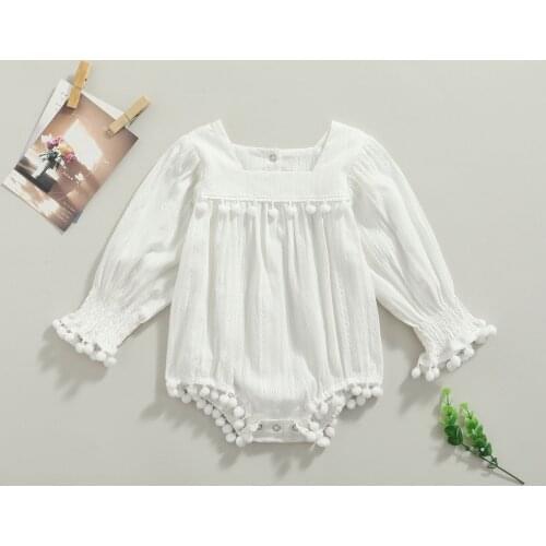 Ma&baby 0-24M Newborn Infant Baby Girls Romper Cute Pom Pom Jumpsuit Long Sleeve Autumn Spring Clothing Baby Costumes DD88