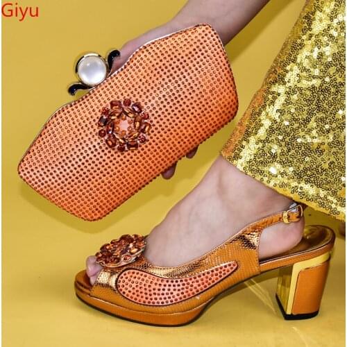 Doershow Nice Looking African Women Matching Italian Shoe and Bag Set silver Italian Shoe with Matching Bag for Wedding !HVV1-5