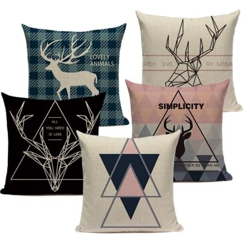 Geometric Home Pillowcase Animal Deer Car Nordic Home Decor Room Decoration Colorful Throw Pillows Custom Print Cushion Cover
