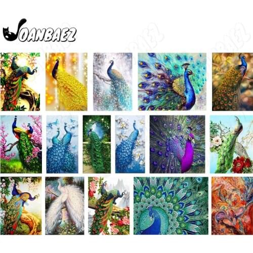 Modern 5Ddiy Animal Diamond Painting Beautiful Open Screen Peacock Square Round Diamond Inlaid Art Wall Decoration