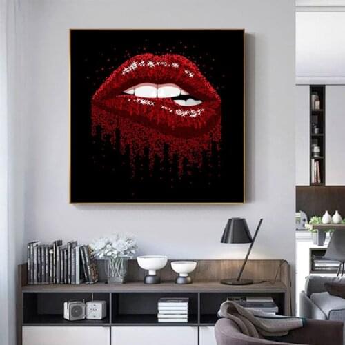 Canvas Painting Wall Art Home Decor Sexy Woman Red Lips Posters and Prints Paintings Art Picture for Living Room Design
