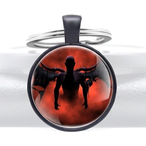 Dark Angel Design Glass Dome key Chains Charms Men Women Key Ring Pendant Jewelry Gifts