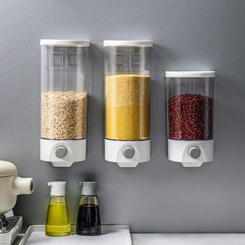 Kitchen Sealed Jar Wall-Mounted Grain Coffee Beans Storage Box Plastic Transparent Food Dry Goods Storage Jar Bottles