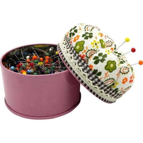 Metal Rustproof Sewing Pins Multicolor Stitching Quilting Pins with Storage Box Cushion Random Color