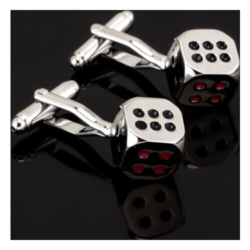 Fashion High Quality French Gamblers dice Cufflink For Mens Shirt Brand suit silvery Cuff Buttons Top sale Cuff Links Jewelry