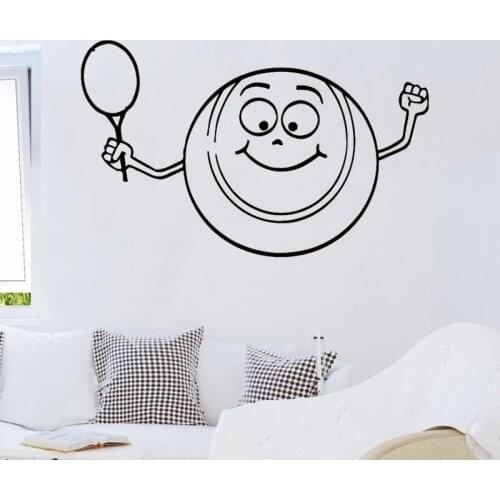 Cartoon Smiling Tennis Ball Wall Sticker Home Decor Sport Wall Decals Art Murals Kids Children Room Decoration Nursery Wallpaper