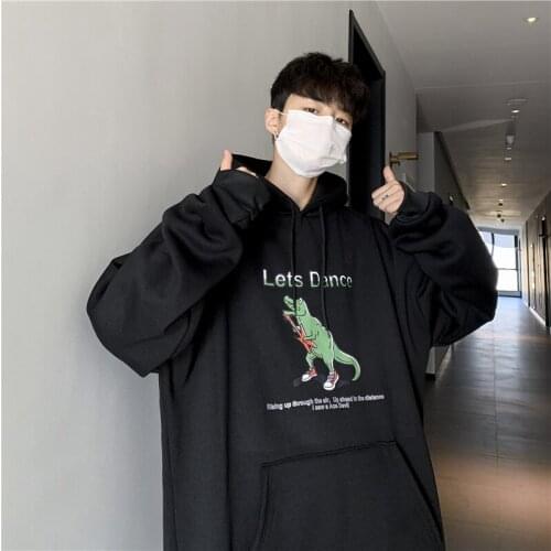 Hooded sweater mens spring and autumn fashion ins autumn Hong Kong style Korean couples mens jackets thin loose tide brand