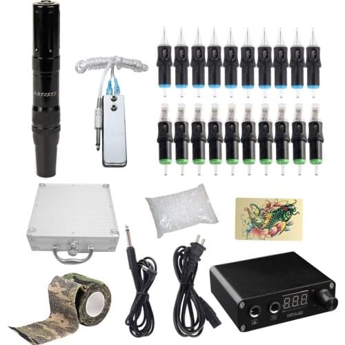 Tattoo Kit 1 Rotary Tattoo Pen 4th Machine Professional Mini Power Supply Cartridge Needle Tattoo Supplies
