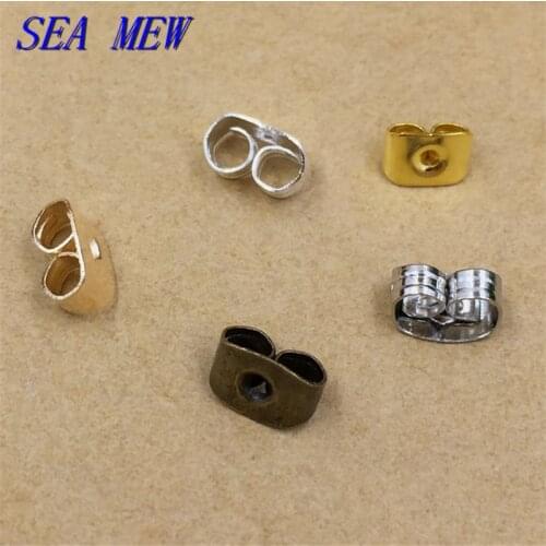 1000 PCS Earrings Set Copper Earring Backs Stopper Stud Earring Plugs Rhodium Gold Silver Color Rose Gold DIY Jewelry Components