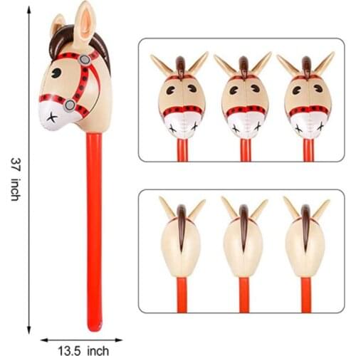 57EE Inflatable Horse Heads Cowgirl Stick PVC Balloon Outdoor Educational Toys for Children Babies Birthday Gifts