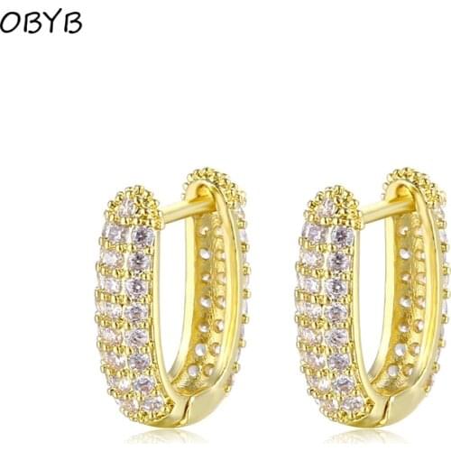 Delicate Hoop Earrings Shiny Cubic Zircon Gold/Silver Color Simple Stylish Daily Wearable Bridal Earrings Wedding Jewelry Gift