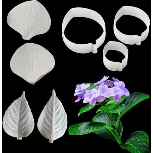 NEW Hydrangea Leaves Veiner Cutter Silicone Cake Decorating Molds Cake Gumpaste Mold Cake Decorating Sugar Clay Moulds CS260