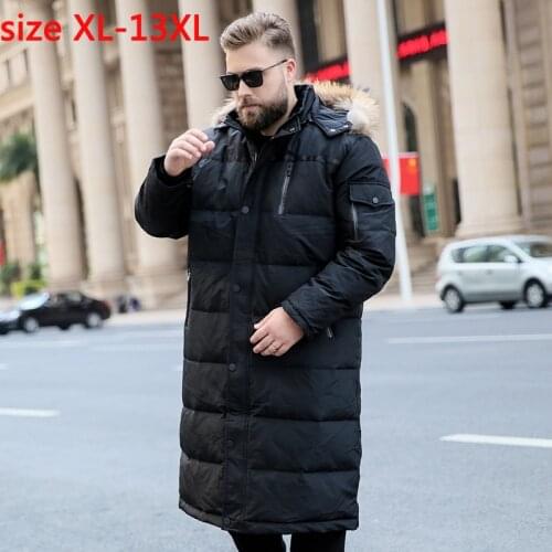 2019New Fashion Extra Large Yards Men Down Jacket X-long Thick Casual Mens Fur Hood Collar obese wran plus size XL-11XL12XL13XL