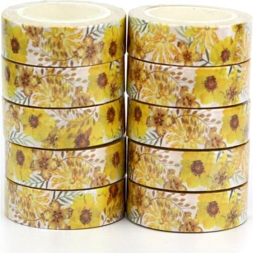 NEW 10pcs/Lot Decorative Beautiful Yellow Leaves Flowers Washi Tapes Paper Scrapbooking Planner Adhesive Masking Tape Stationery