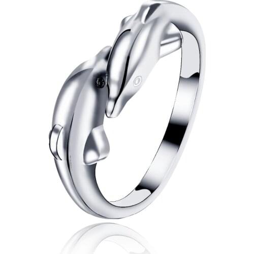 New Fashion Cute Adjustable Double Fish Rings Pisces Ring Zodiac Constellations Silver Metal Rings For Women Men Jewelry Gifts