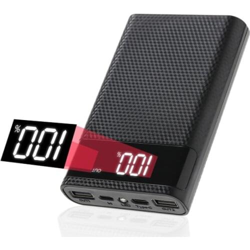 New 15000mAh Power Bank Case Mobile Phone Charge DIY 4x18650 Battery Storage Box With Dual USB Type C Micro USB Without Battery