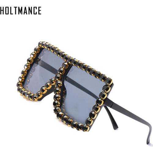 Luxury Oversized Woman Sunglasses Fashion Square Sun Glasses Big Frame Vintage Diamond Shades Retro Unisex Eyewear Feminino
