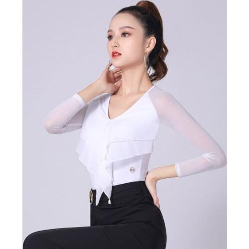 Latin dance clothing adult new Latin dance national standard practice long sleeve latin leotard