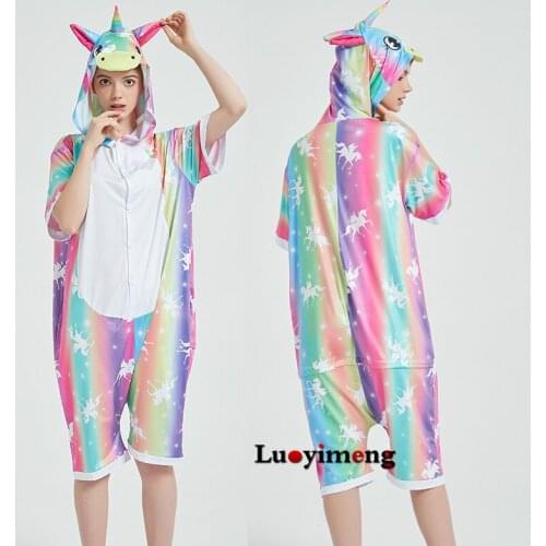 New Unicorn Pajamas Onesie Women Kigurumi Panda Summer Pajamas Adult Nightie Anime Unicornio Sleepwear Overalls Party Outfits