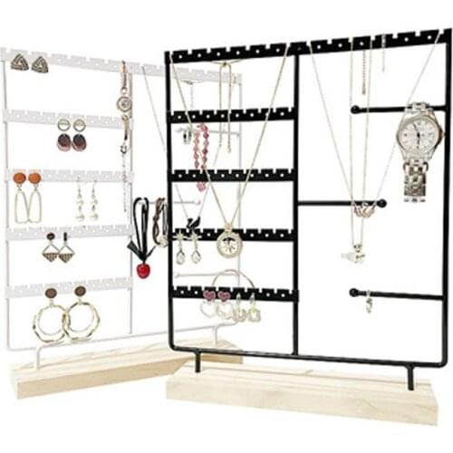 Metal Wood Earrings Display Necklace Chain Watch Jewelry Display Storager Holder Stand Organizer Rack 33.5*26cm