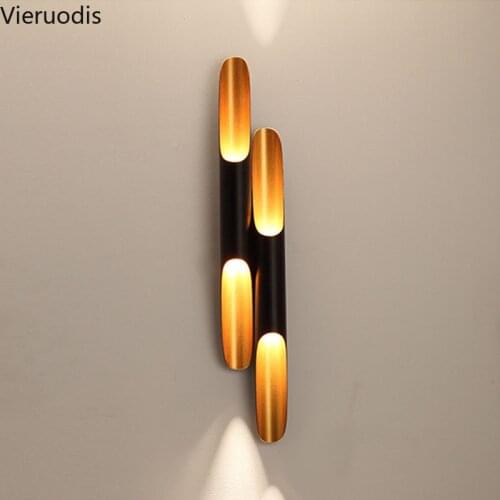 Post-modern Wall Lamp Black Gold Piple Aluminum Wall Lights for Livingroom Bedroom Aisle Up Down Wall Sconce Light Fixtures