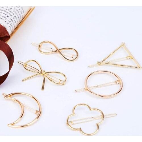 Q Triangle Hair Pin Girls Holder Alloy Hair Clips Geometric Moon Circle Hairgrip Hair Accessories Barrette