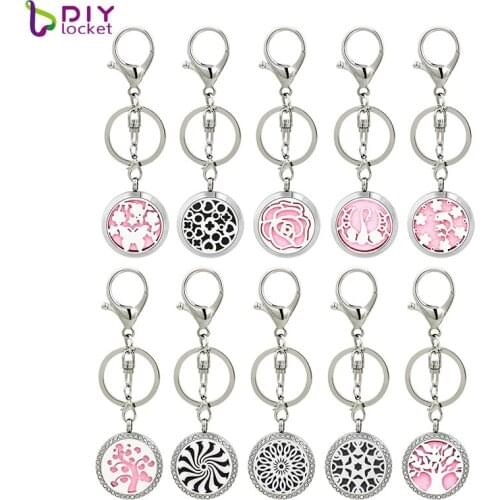 30MM 316L Stainless Steel Essential Oil Lobster buckle Keychain Diffuser Wholesale Jewelry 161-170