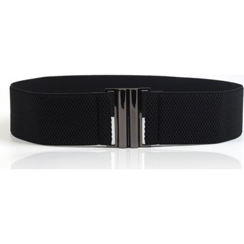 High Quality Elastic Band Wide Belts Simple Down Coat Waist Belt Female Buckle Black Strap Dress Decoration Accessories