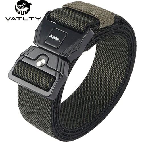 VATLTY Fashion Elastic Sports Belt Rust-proof Zinc Alloy Pluggable Buckle Military Tactical Belt Strong Nylon Twill Stretch Belt