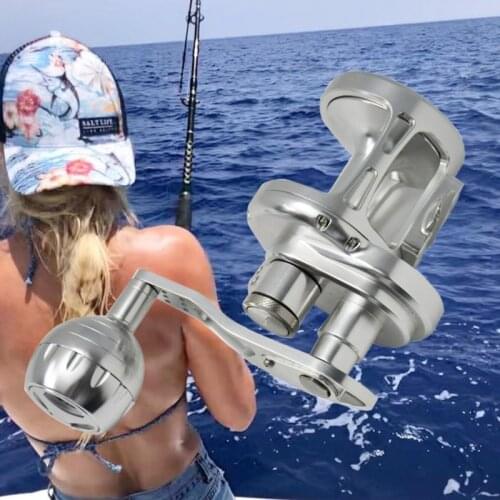 TA/TC100-500 Series Slow Jigging Reel Overhead 4.9:1/6.3:1 Gear Ratio Heavy Duty Fishing Cast Drum Reel Max 35kg Level Drag Reel