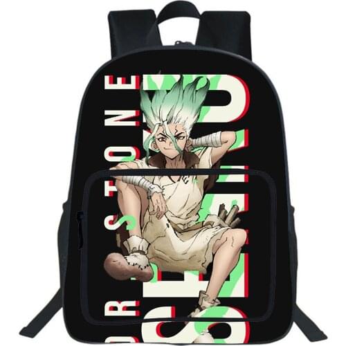 Anime Dr Stone Backpack Boys Girls Bags Men Double-layer School Bag Women Backbag Cute Bookbag Anime Cosplay Rucksack Mochila