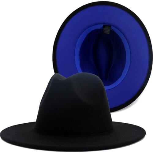 Fedora Hat Jazz Hats Cowboy Hat For Women And Men Double-sided Color Cap Red With Black Wool Bowler Hat Wholesale 2020