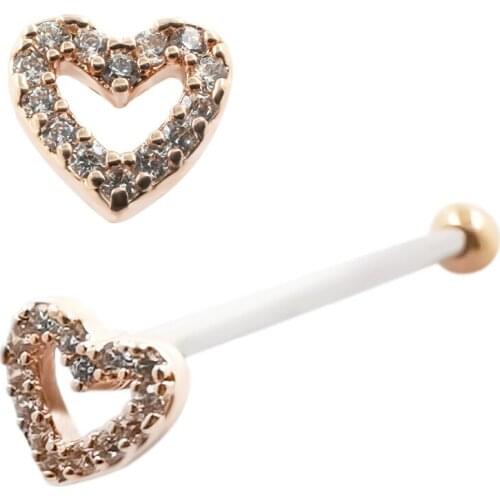 JHJT 14G 1.6mm Heart Cartilage Earring Industrial Barbell Internal Thread Surgical Steel Ear Ring Helix Piercing Body Jewelry