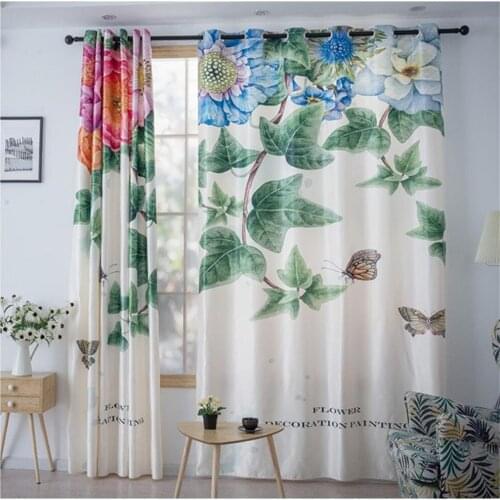 Custom printed curtains green plant tree leaves curtains living room bedroom 3d curtains