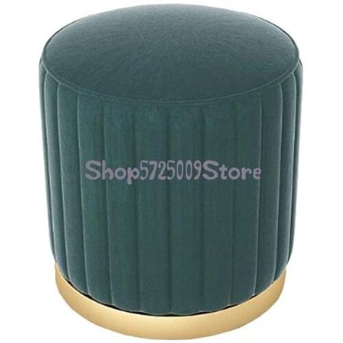 Nordic Sofa Stool Light Luxury Shoes Stool Round Stool Creative Living Room Low Stool Cloth Art Footstool Dressing Table Stool D
