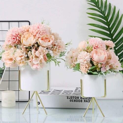 Artificial Flower Centerpieces Rose Bouquet Wedding Decoration Flowers Silk 1PC Accessories Plastic Decorate
