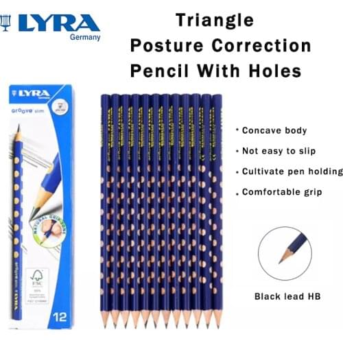 LYRA Groove Slim Graphite Triangle Posture Correction Pencils 12pcs Kids Holding Pen Gesture Learning/Writing Pencils Stationery