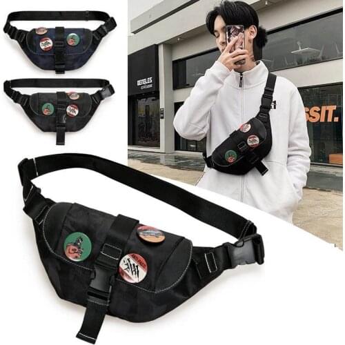 Street Trend Waist Bag Unisex 2021 New Fashion Men Chest Bag Nylon Solid Color Crossbody Pouch Male Belt Bags Travel Phone Pouch