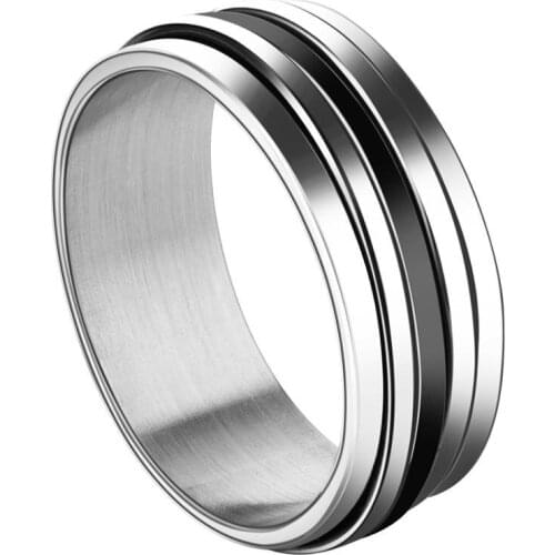 Unique Roll Stainless Steel Rings for Men 8mm Silver Color Finger Ring Engagement Wedding Bands Punk Jewelry Size 6.5-11.5